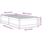 vidaXL Cadre de lit sans matelas blanc 90x190 cm bois de pin massif