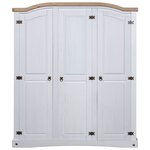 vidaXL Garde-robe avec 3 portes Gamme Corona pin mexicain Blanc
