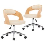vidaXL Chaises pivotantes à manger lot de 2 bois courbé et similicuir