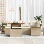 Ensemble de Canapé de Jardin vidaXL 6 Pièces avec Coussins Beige Poly Rotin