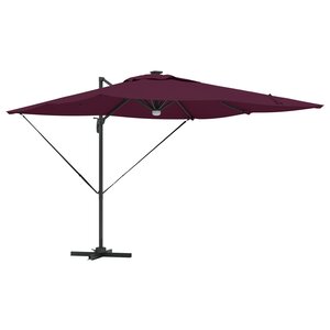 vidaXL Parasol déporté Roma de avec LEDs Bordeaux Rouge 286x285x270 cm Aluminium