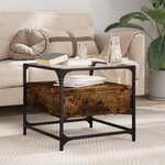 vidaXL Table basse avec dessus en verre chêne fumé 50x50x45 cm acier