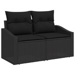 vidaXL Set de Canapé de Jardin de 6 Pièces avec Coussins en Poly Rattan Noir