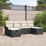 Ensemble de canapé de jardin 6 pièces vidaXL avec coussins Rotin Poly Noir