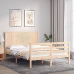 vidaXL Cadre de lit avec tête de lit 140x200 cm bois massif