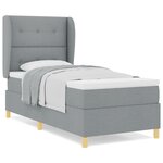 Box Spring VidaXL avec Matelas - Gris clair  90x200 cm  Tissu