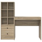 vidaXL Bureau avec rangement en chêne Sonoma en bois d'ingénierie