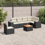 vidaXL Salon de jardin 7 Pièces avec coussins noir résine tressée