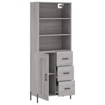 vidaXL Buffet haut Sonoma gris 69 5x34x180 cm Bois d'ingénierie