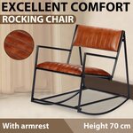 vidaXL Chaise à bascule Marron Cuir véritable