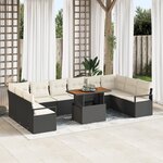 Set de canapé de jardin vidaXL 11 pièces avec coussins Rotin poly noir acacia