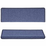 vidaXL Tapis d'escalier 15 Pièces 65x21x4 cm Bleu