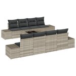 vidaXL Ensemble de canapé de jardin 9 pièces avec coussins gris clair en rotin
