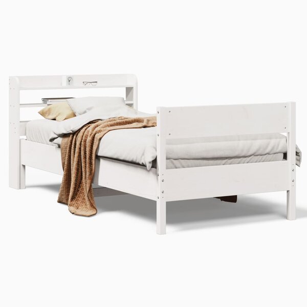 vidaXL Cadre de lit sans matelas blanc 90x190 cm bois de pin massif
