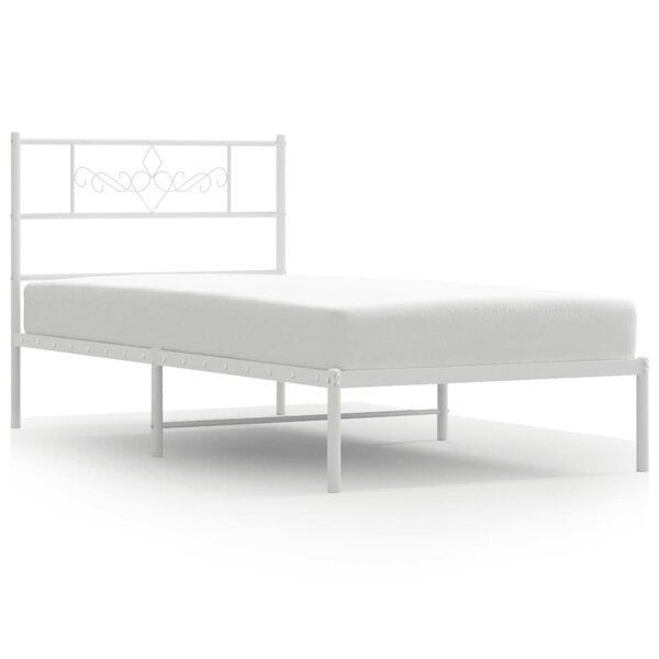 vidaXL Cadre de lit métal avec tête de lit blanc 90x200 cm