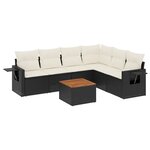 vidaXL Salon de jardin 7 Pièces avec coussins noir résine tressée
