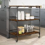 vidaXL Chariot de cuisine chêne fumé 100 5x50x105 cm bois d'ingénierie