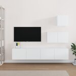 vidaXL Ensemble de meubles TV 4 Pièces Blanc Bois d'ingénierie