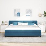 Lit à ressort box avec matelas bleu foncé 200x200 cm en velours