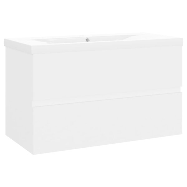 vidaXL Armoire d'évier avec lavabo intégré Blanc Bois d'ingénierie