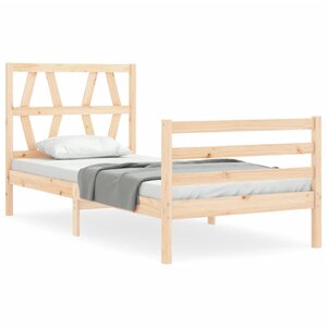 vidaXL Cadre de lit avec tête de lit petit simple bois massif