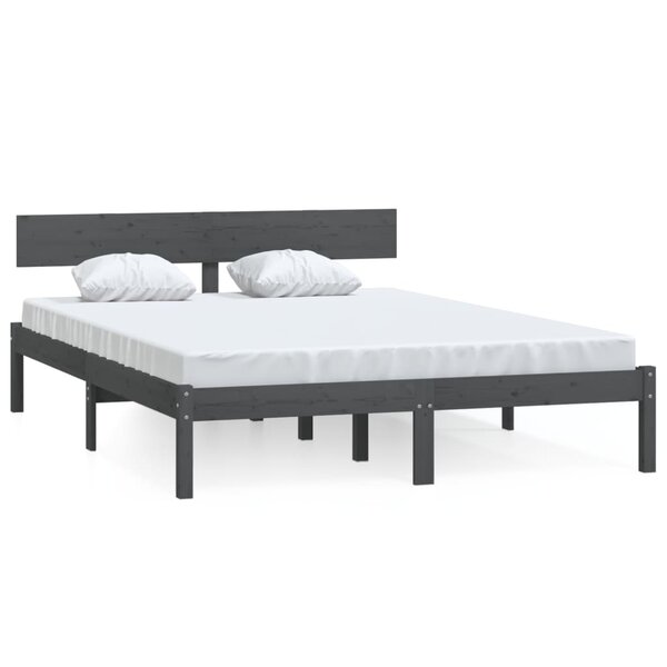 vidaXL Cadre de lit Gris Bois de pin massif 120x200 cm