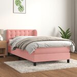 vidaXL Sommier à lattes de lit avec matelas Rose 90x200 cm Velours