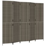 vidaXL Cloison de séparation 5 panneaux gris résine tressée
