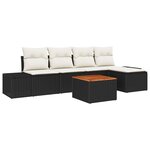 vidaXL Ensemble de canapé de jardin de 6 pièces avec coussins noirs en poly rattan
