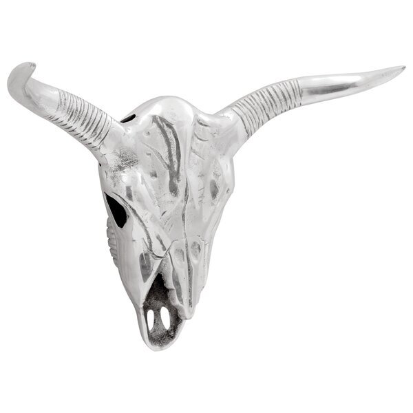 Cabeza de toro montada en la pared vidaXL Plata 49x10x36 cm Aluminium