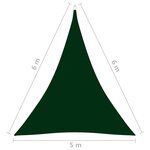 vidaXL Voile de parasol Tissu Oxford triangulaire 5x6x6 m Vert foncé