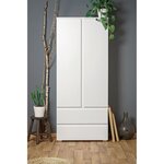 Armoire IMAGE7 - 2 portes + 2 tiroirs - Blanc Mat - 80 x 191 x 40 cm