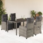 vidaXL Ensemble à manger de jardin 5 Pièces coussins gris résine tressée
