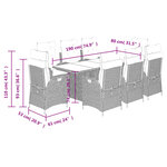 vidaXL Ensemble à manger de jardin et coussins 9 Pièces marron poly rotin