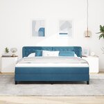 lit à ressort vidaXL avec matelas bleu foncé 180x200 cm velours