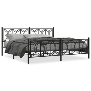 vidaXL Cadre de lit métal avec tête de lit/pied de lit noir 193x203 cm