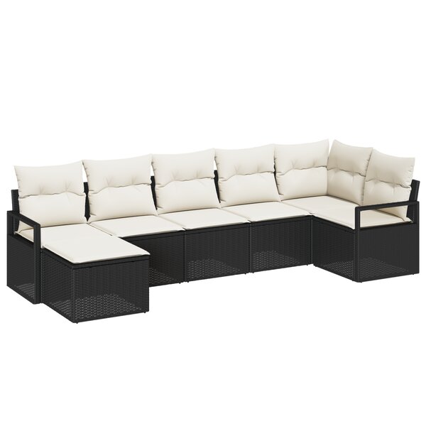 Ensemble de Canapés de Jardin vidaXL 7 Pièces avec Coussins Noir en Poly Rattan