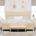 vidaXL Lit à Ressorts avec Matelas et Banc Crème 200x200 cm Tissu