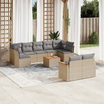 vidaXL Salon de jardin avec coussins 10 Pièces beige résine tressée