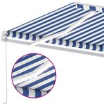 vidaXL Auvent manuel rétractable avec LED 500x350 cm Bleu et blanc