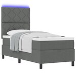 vidaXL Lit avec Sommier et Matelas & LED Gris Foncé 80x200 cm Tissu