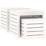 vidaXL Ensemble de boîtes de jardin 3 Pièces blanc bois de pin massif