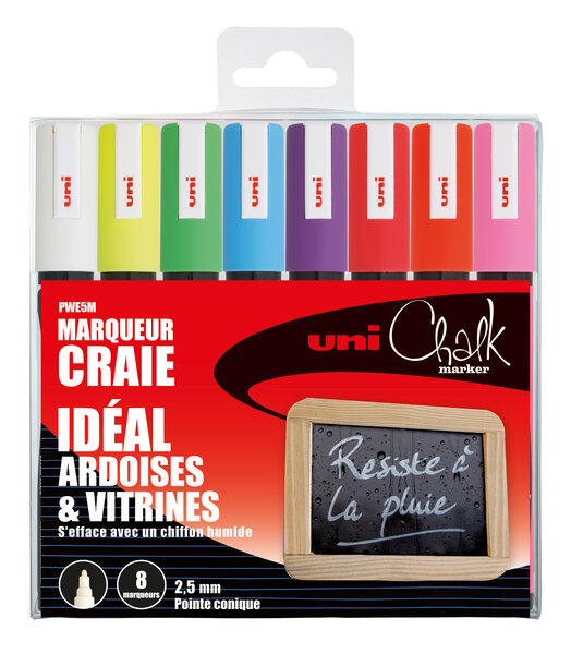 Marqueur chalk (craie) pointe moyenne 8 pièces