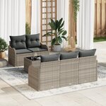 vidaXL Ensemble de Canapé de Jardin en 6 pièces avec Coussins Gris Clair en Rattan Poly