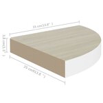 vidaXL Étagère d'angle murale Chêne et blanc 35x35x3 8 cm MDF