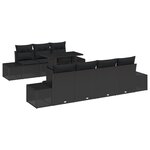 vidaXL Ensemble de Canapé de Jardin de 8 Pièces avec Coussins Noir Poly Rattan
