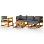 Salon de jardin meuble d'extérieur ensemble de mobilier 6 pièces avec coussin bois d'acacia solide 02_0016620