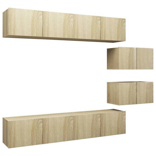vidaXL Ensemble de meuble TV 6 Pièces Chêne sonoma Bois d'ingénierie