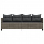 vidaXL Chaise longue avec coussins gris résine tressée