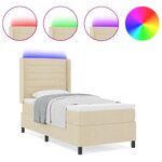 lit box spring vidaXL avec matelas et LED crème 100x200 cm en tissu